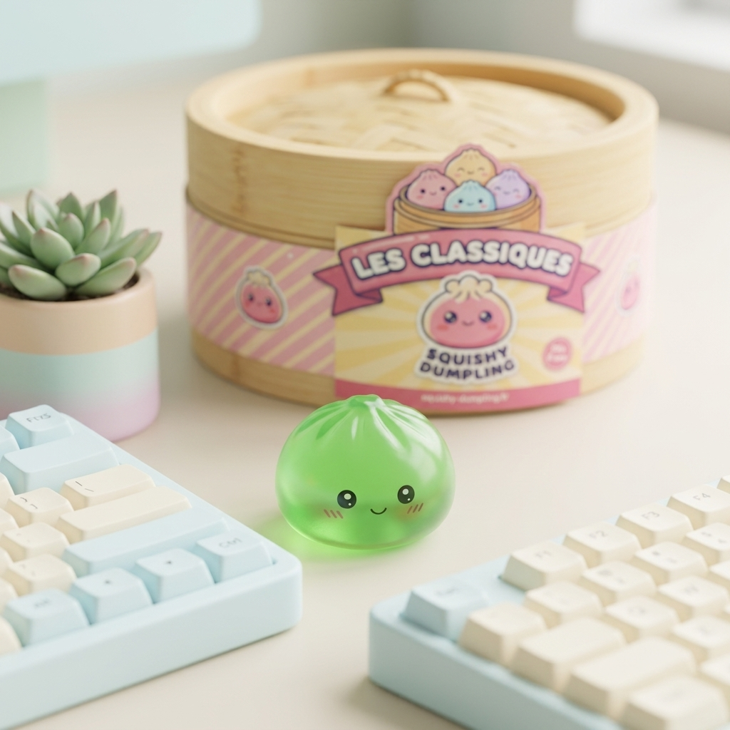 Mini Dumpling Squishy Sokeri, 7 kpl Bambukorissa arkisessa asetelmassa