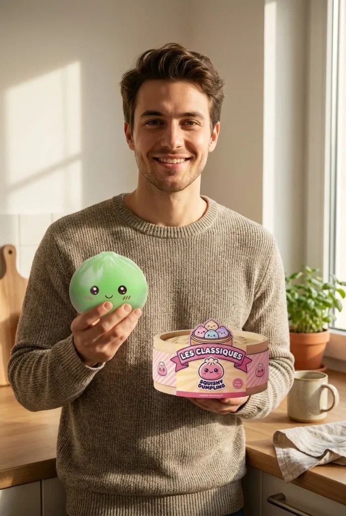 Mini Dumpling Squishy Sokeri, 7 kpl Bambukorissa pakkauksensa kanssa
