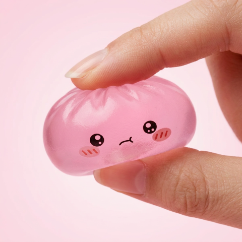 Mini Dumpling Squishy Sokeri, 7 kpl Bambukorissa slow rise -efekti toiminnassa