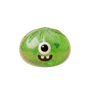 Squishy Dumpling Monster Halloween Vihreä Glitter puristettuna kädessä