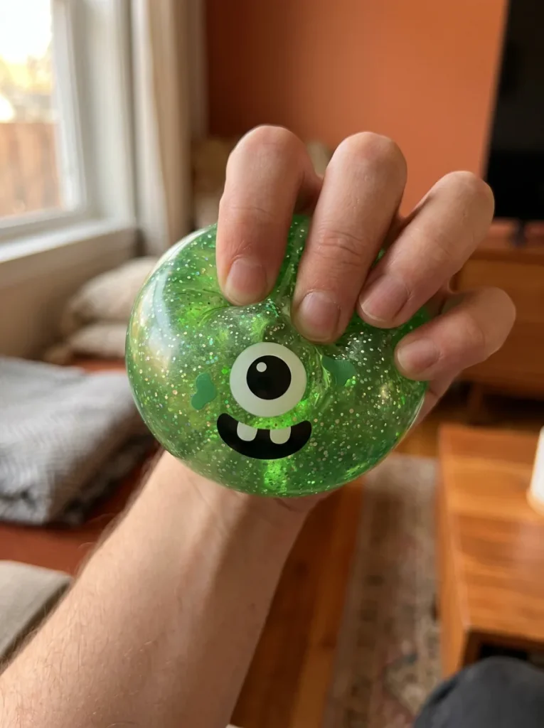Squishy Dumpling Monster Halloween Vihreä Glitter puristuksessa