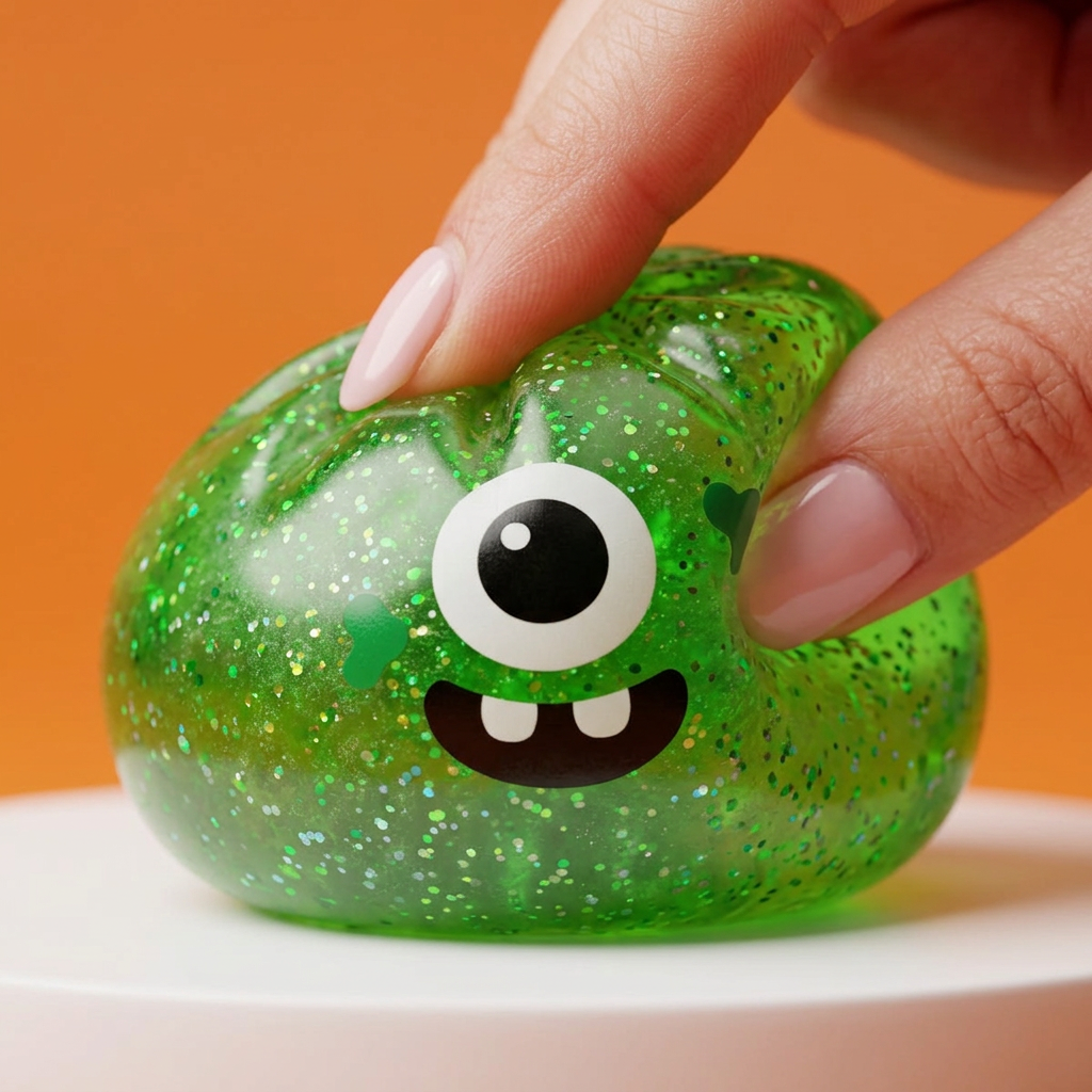 Squishy Dumpling Monster Halloween Vihreä Glitter slow rise -efekti toiminnassa