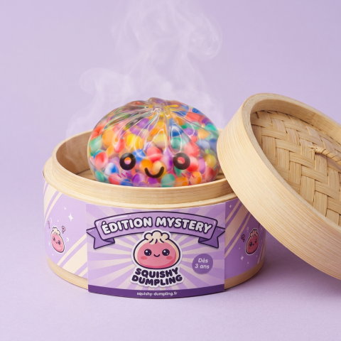 Mystery Dumpling Squishy Kupla bambutyylisessä höyrytyskorissa