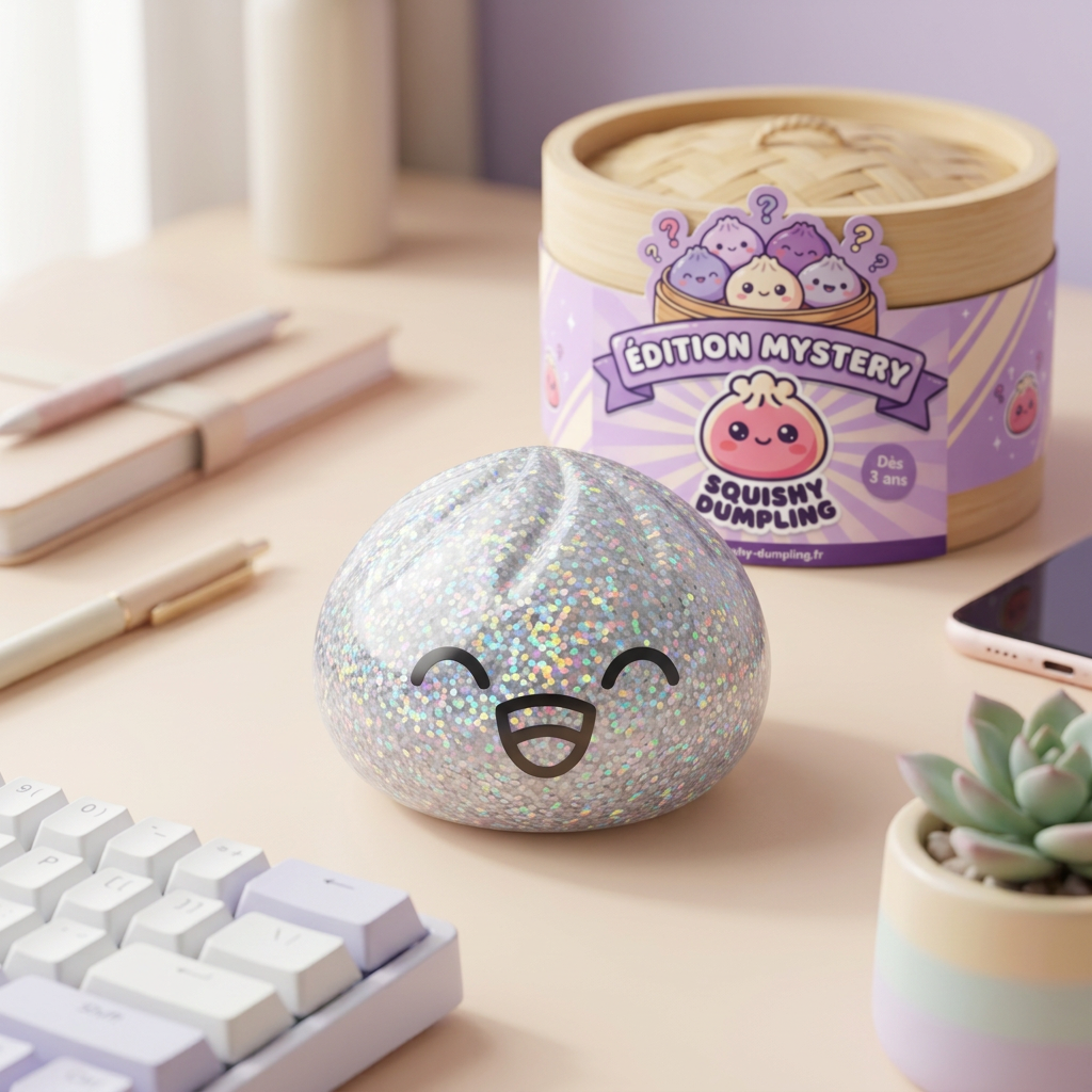 Rare Dumpling Squishy Mystery Keräilyversio arkisessa asetelmassa
