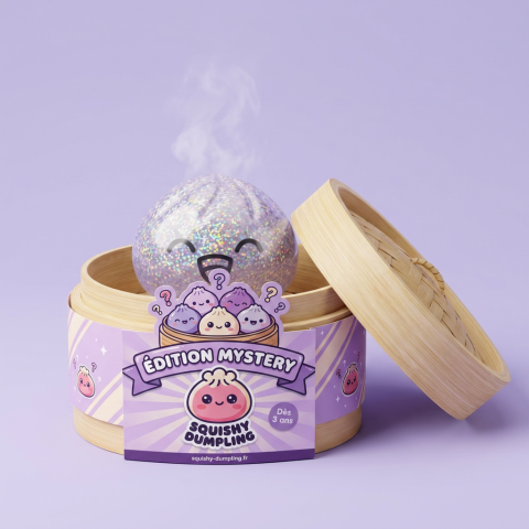 Rare Dumpling Squishy Mystery Keräilyversio bambutyylisessä höyrytyskorissa