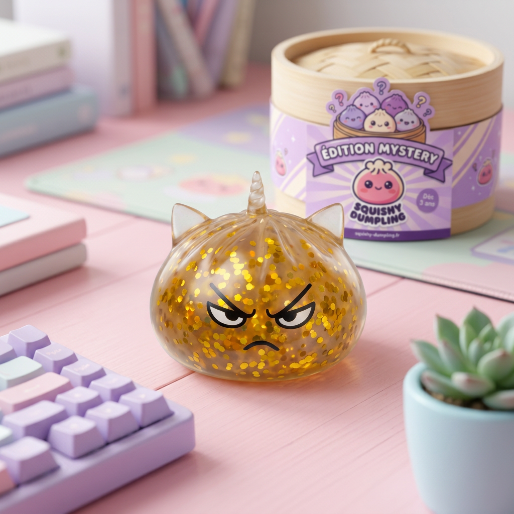 Glitter Dumpling Squishy Rare Yksisarvinen Yllätys arkisessa asetelmassa
