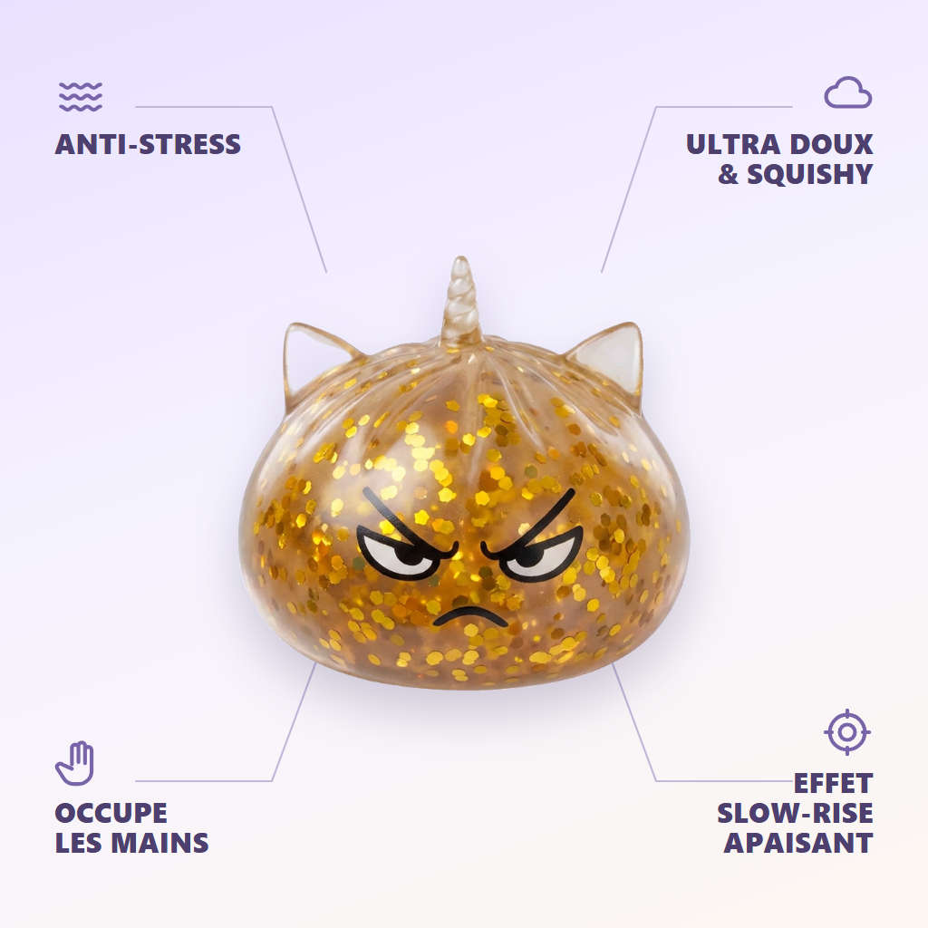 Glitter Dumpling Squishy Rare Yksisarvinen Yllätys infografiikka: tärkeimmät edut