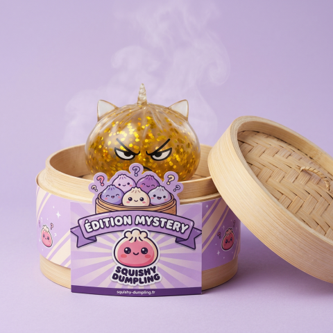 Glitter Dumpling Squishy Rare Yksisarvinen Yllätys bambutyylisessä höyrytyskorissa