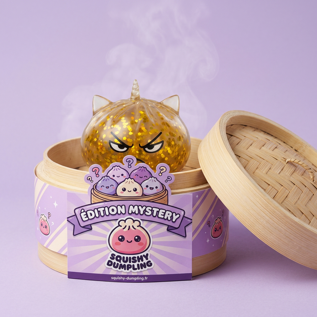 Glitter Dumpling Squishy Rare Yksisarvinen Yllätys bambutyylisessä höyrytyskorissa