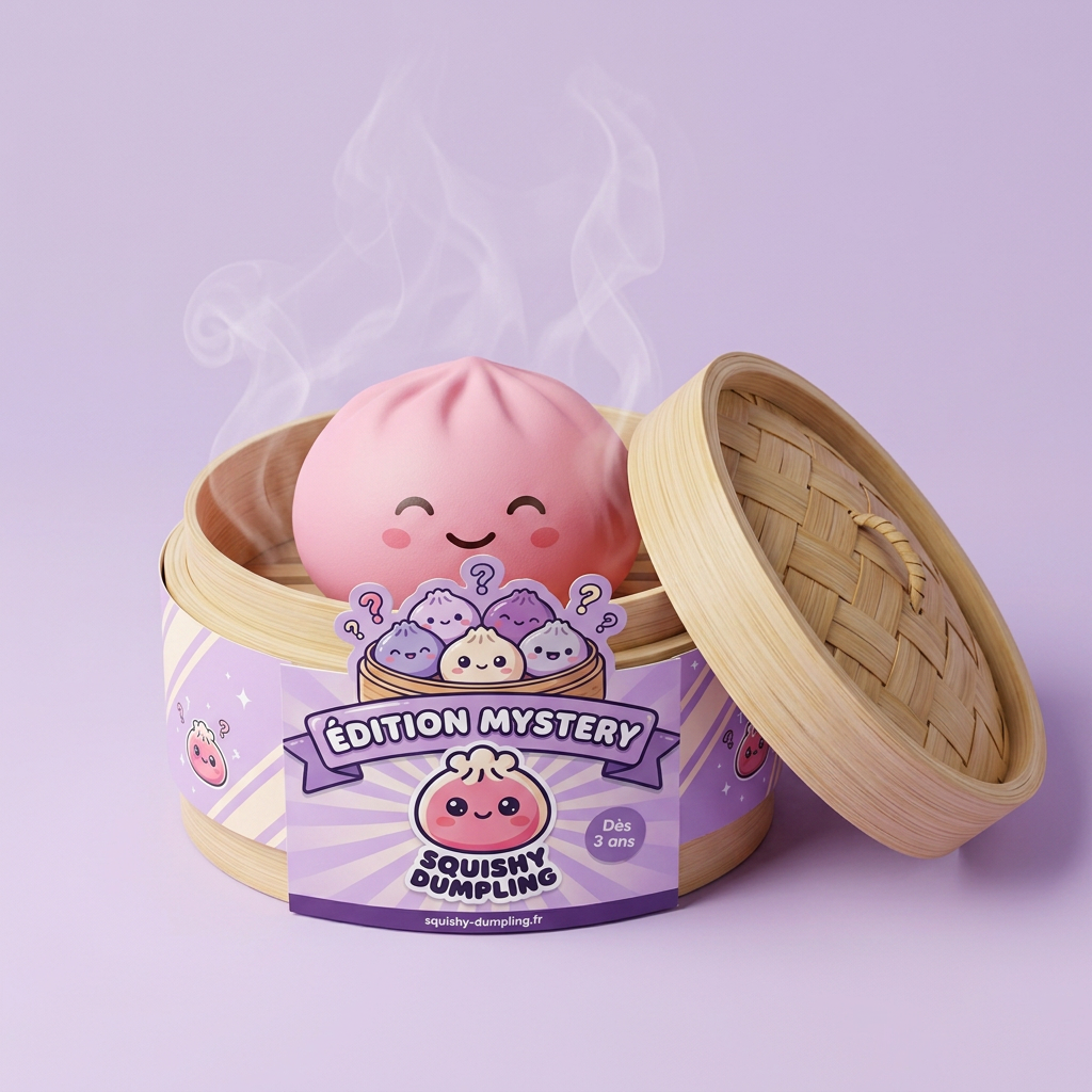 Mystery Dumpling Squishy Yllätyspakkaus bambutyylisessä höyrytyskorissa