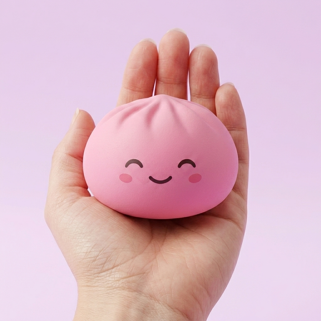 Mystery Dumpling Squishy Yllätyspakkaus kädessä — kokovertailu