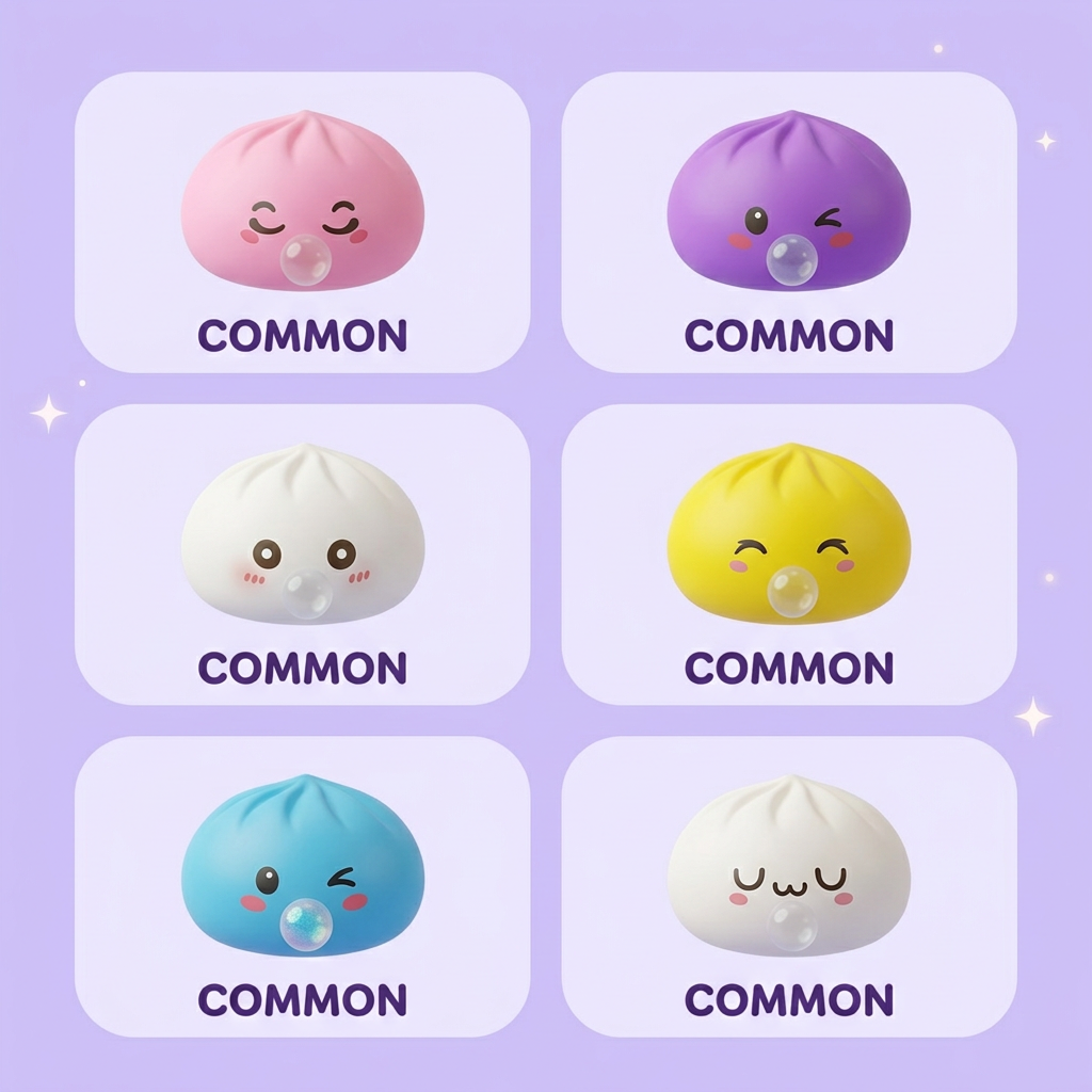 Mystery Dumpling Squishy Yllätyspakkaus puristettuna kädessä