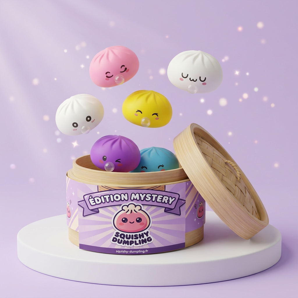 Mystery Dumpling Squishy Yllätyspakkaus puristettuna kädessä