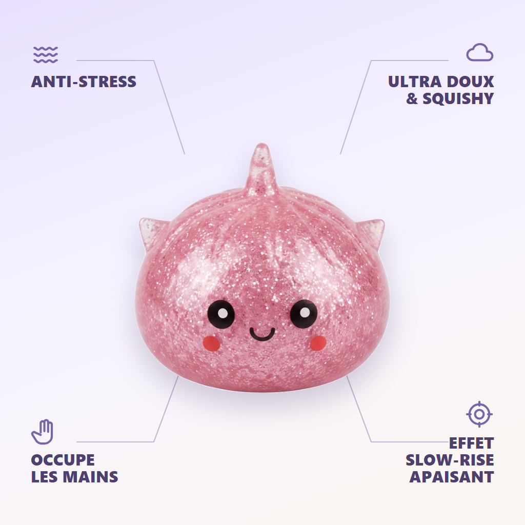 Dumpling Squishy Glitter Yksisarvinen Mystery infografiikka: tärkeimmät edut