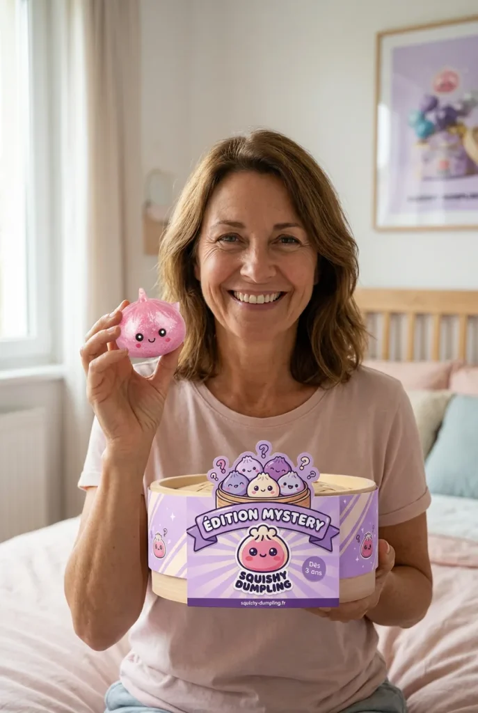 Dumpling Squishy Glitter Yksisarvinen Mystery pakkauksensa kanssa