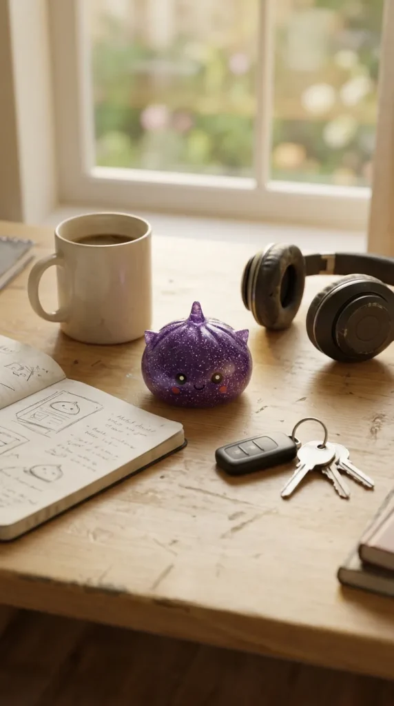 Dumpling Squishy Glitter Yksisarvinen Mystery työpöydällä