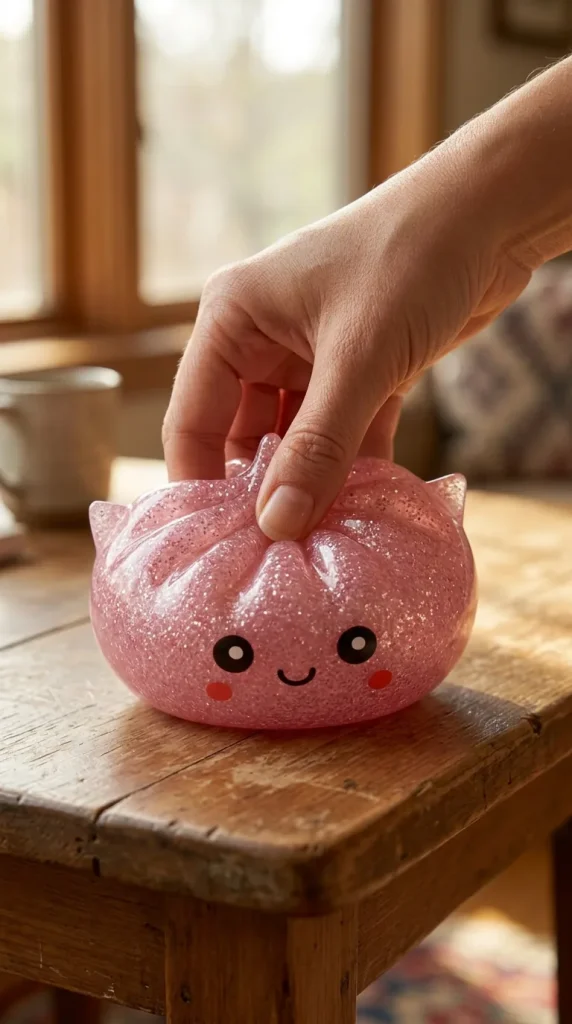 Dumpling Squishy Glitter Yksisarvinen Mystery puristuksessa