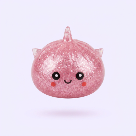 Dumpling Squishy Glitter Yksisarvinen Mystery puristettuna kädessä