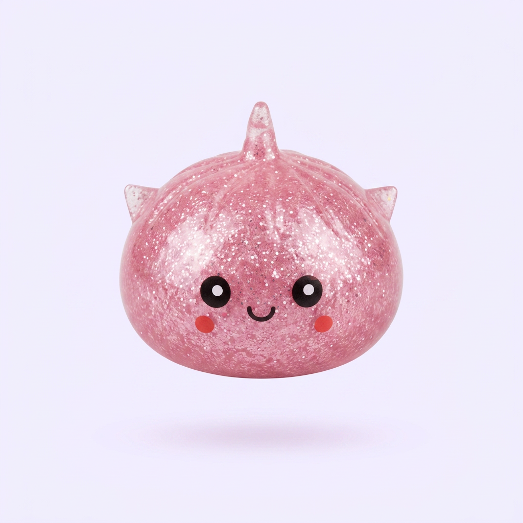 Dumpling Squishy Glitter Yksisarvinen Mystery puristettuna kädessä
