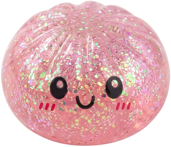 Dumplings Squishy Glitter -yllätyspakkaus puristettuna kädessä