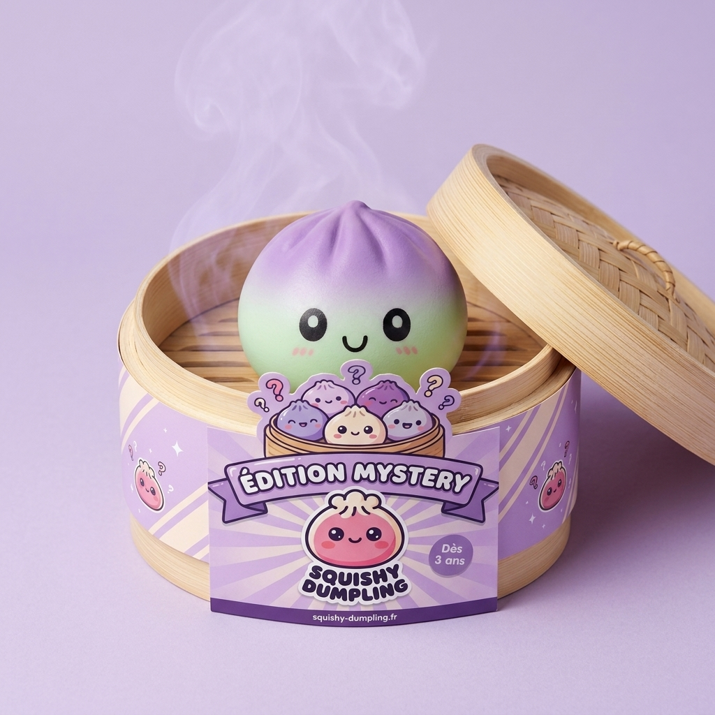 Dumpling Squishy Ombre Mystery -yllätyspakkaus bambutyylisessä höyrytyskorissa