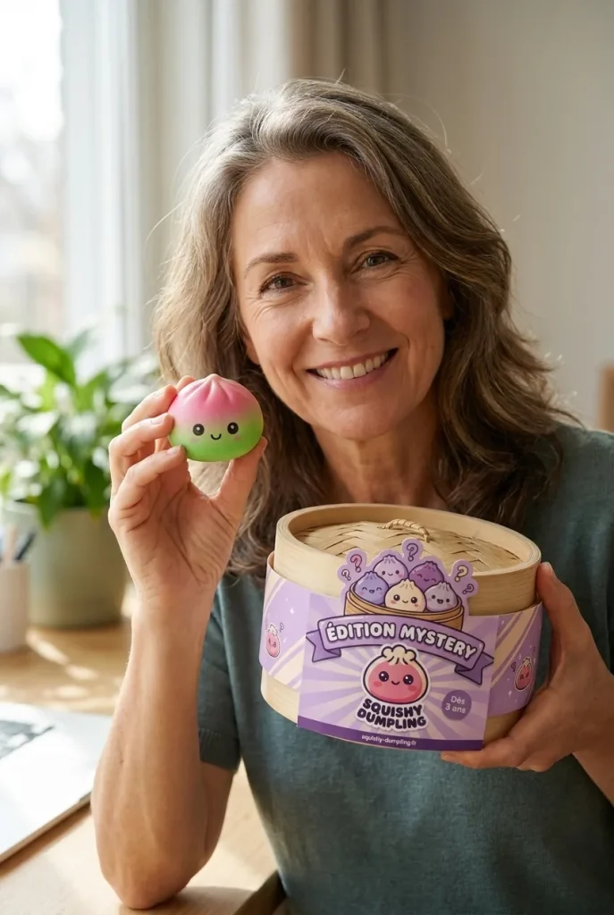 Dumpling Squishy Ombre Mystery -yllätyspakkaus pakkauksensa kanssa
