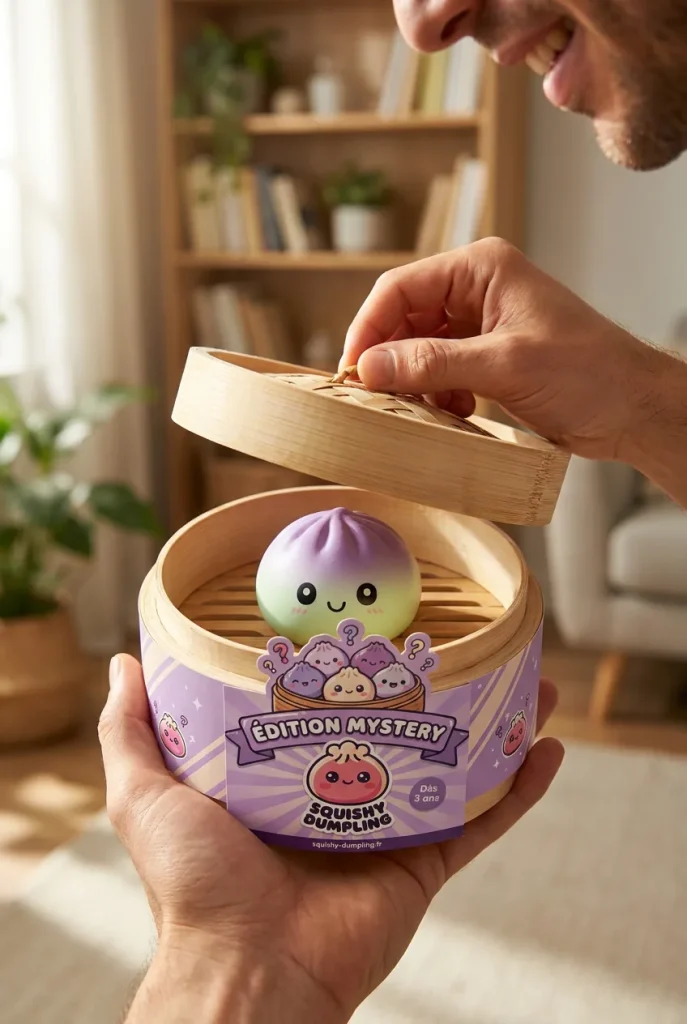 Dumpling Squishy Ombre Mystery -yllätyspakkaus avauksen hetkellä