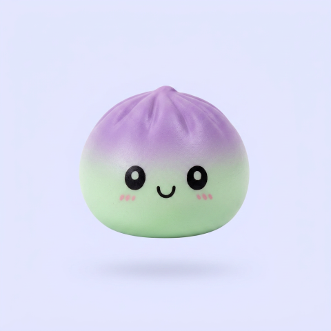 Dumpling Squishy Ombre Mystery -yllätyspakkaus puristettuna kädessä