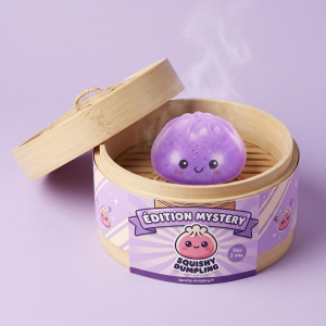 Dumpling Squishy Mystery Glow in the Dark Glitter -yllätys bambutyylisessä höyrytyskorissa