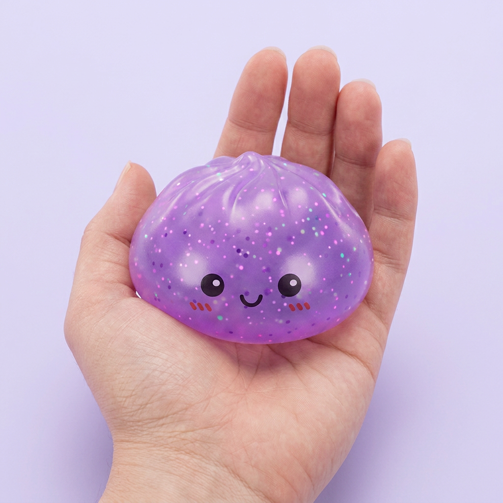 Dumpling Squishy Mystery Glow in the Dark Glitter -yllätys kädessä — kokovertailu