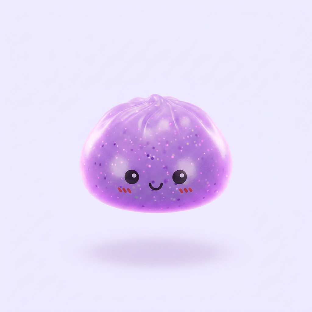 Dumpling Squishy Mystery Glow in the Dark Glitter -yllätys puristettuna kädessä