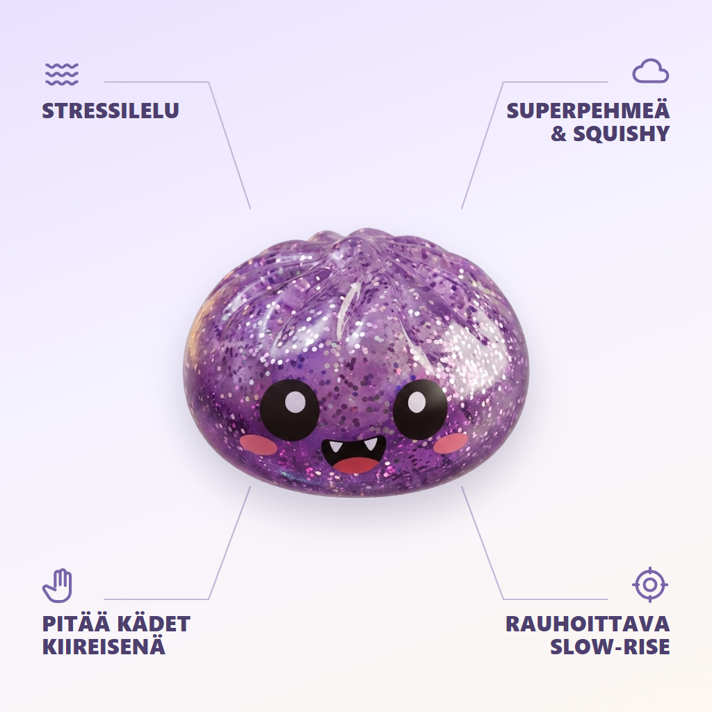 Squishy Dumpling Mystery Halloween -yllätyspakkaus infografiikka: tärkeimmät edut