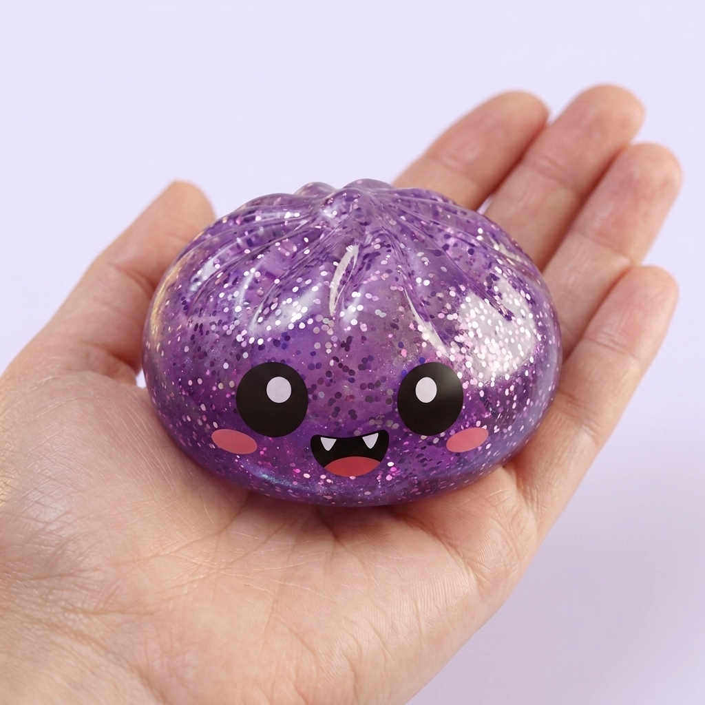Squishy Dumpling Mystery Halloween -yllätyspakkaus kädessä — kokovertailu