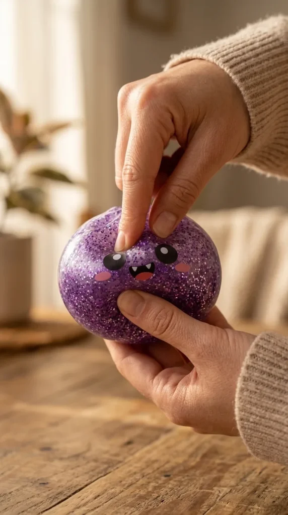 Squishy Dumpling Mystery Halloween -yllätyspakkaus puristuksessa
