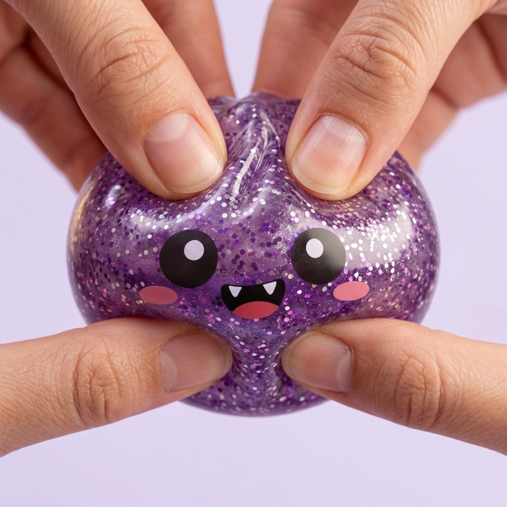 Squishy Dumpling Mystery Halloween -yllätyspakkaus puristettuna kädessä