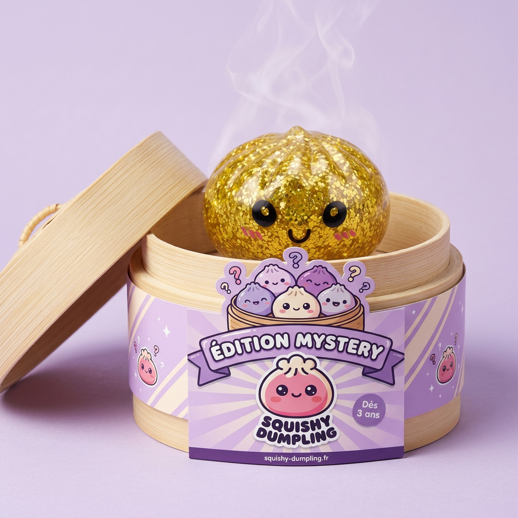 Squishy Dumpling Mystery Glitter -minisetti bambutyylisessä höyrytyskorissa