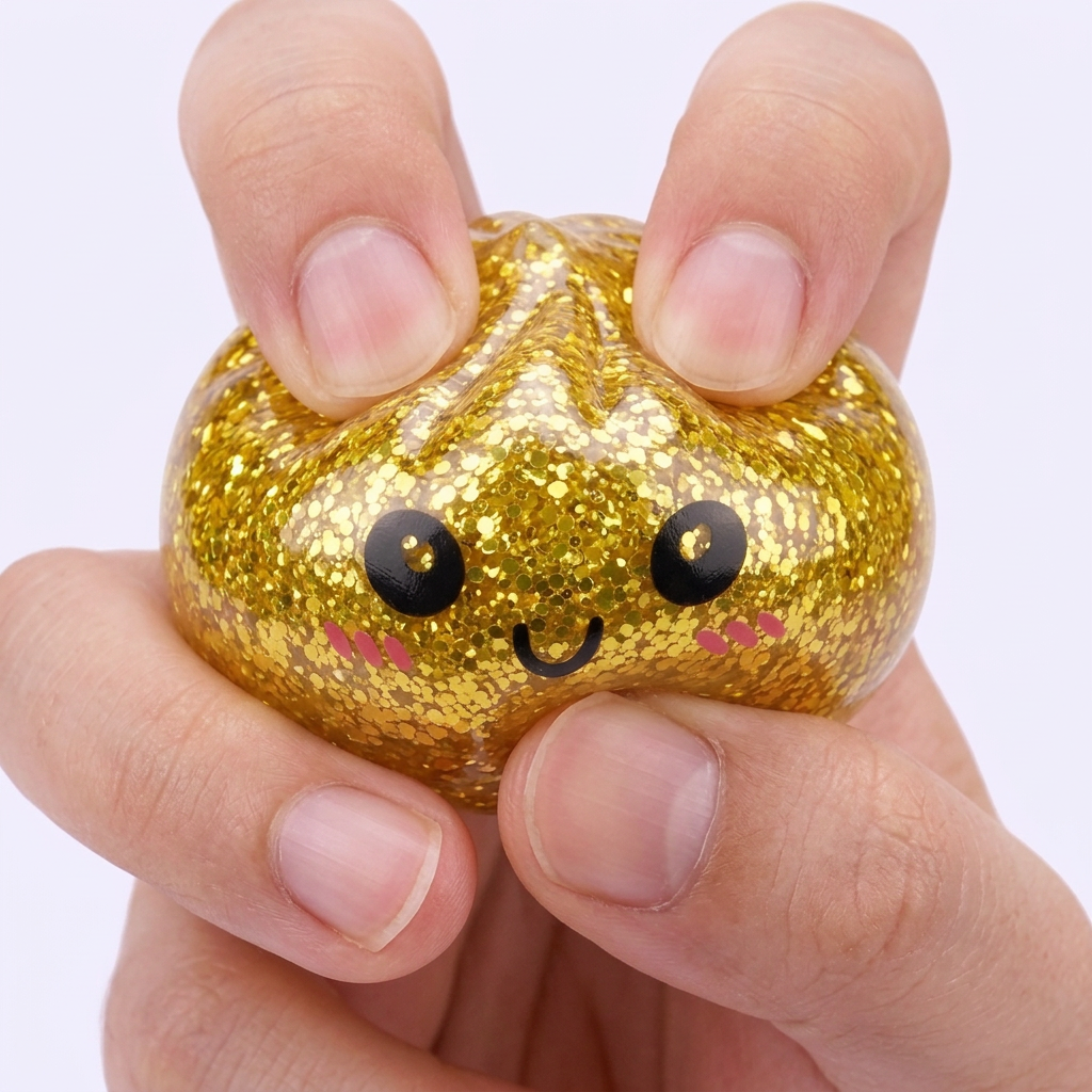 Squishy Dumpling Mystery Glitter -minisetti slow rise -efekti toiminnassa