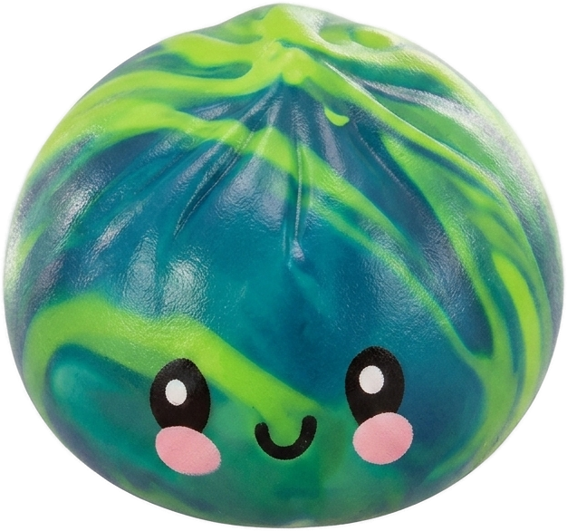 Dumpling Squishy Mystery Tie Dye -yllätyspakkaus puristettuna kädessä