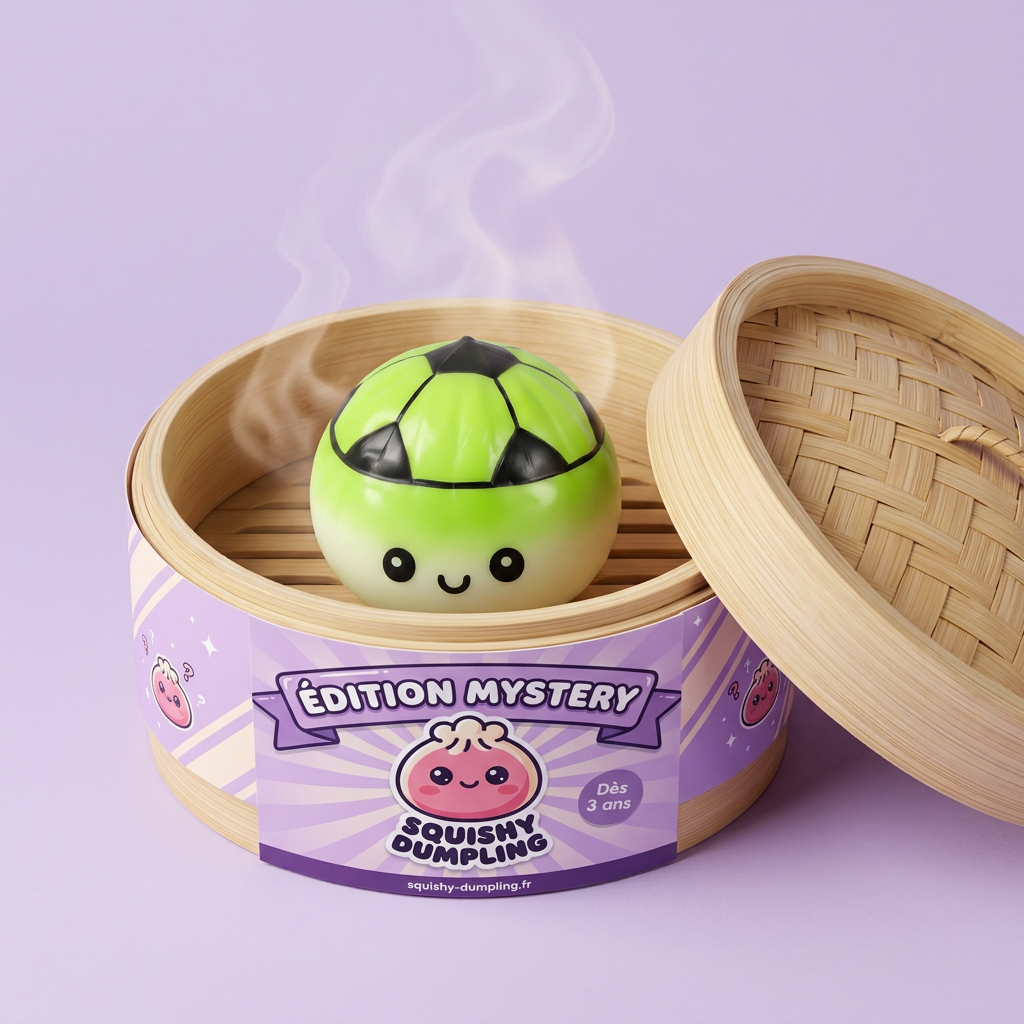 Mystery Dumpling Squishy Jalkapallo-yllätys bambutyylisessä höyrytyskorissa