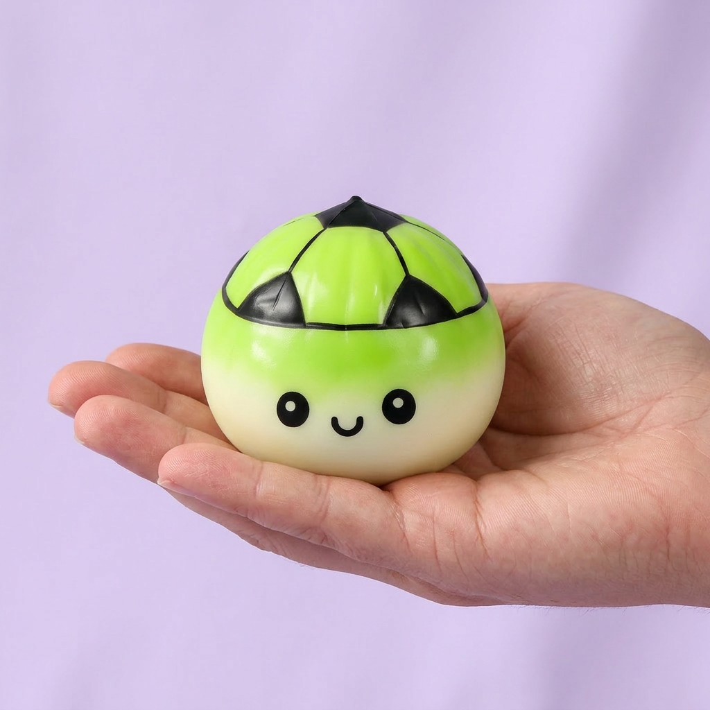 Mystery Dumpling Squishy Jalkapallo-yllätys kädessä — kokovertailu