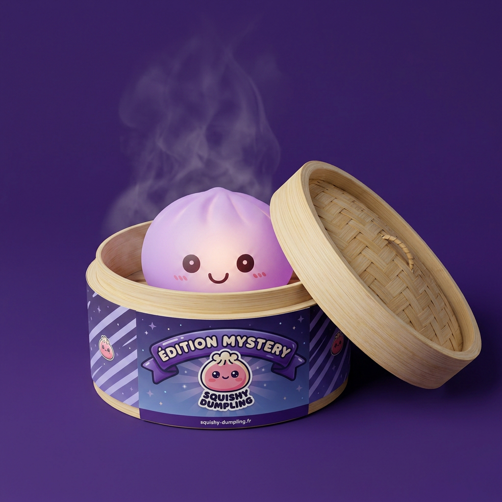 Mystery Squishy Dumpling -yövalo bambutyylisessä höyrykorirasiassaan