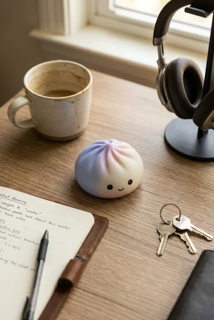 Mystery Squishy Dumpling -yövalo työpöydällä — asiakaskuva