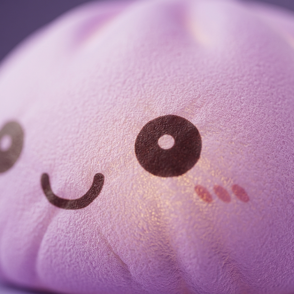 Mystery Squishy Dumpling -yövalo — makrolähikuva tekstuurista