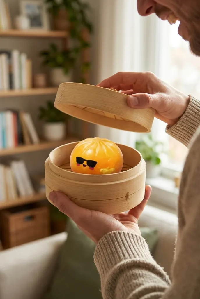 Mystery Dumpling Squishy Aurinkolasit avauksen hetkellä