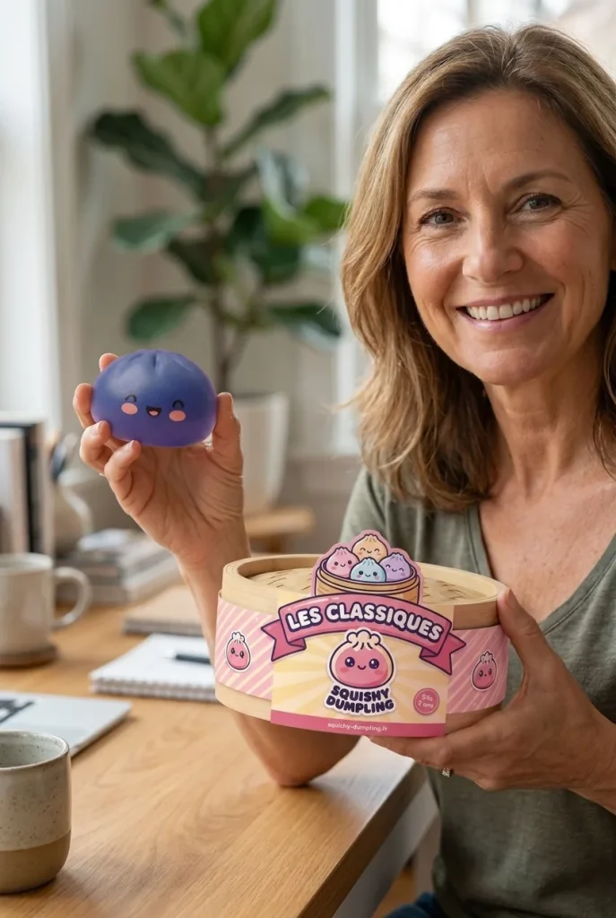 Dumpling Squishy Laivastonsininen Keskiyö pakkauksensa kanssa