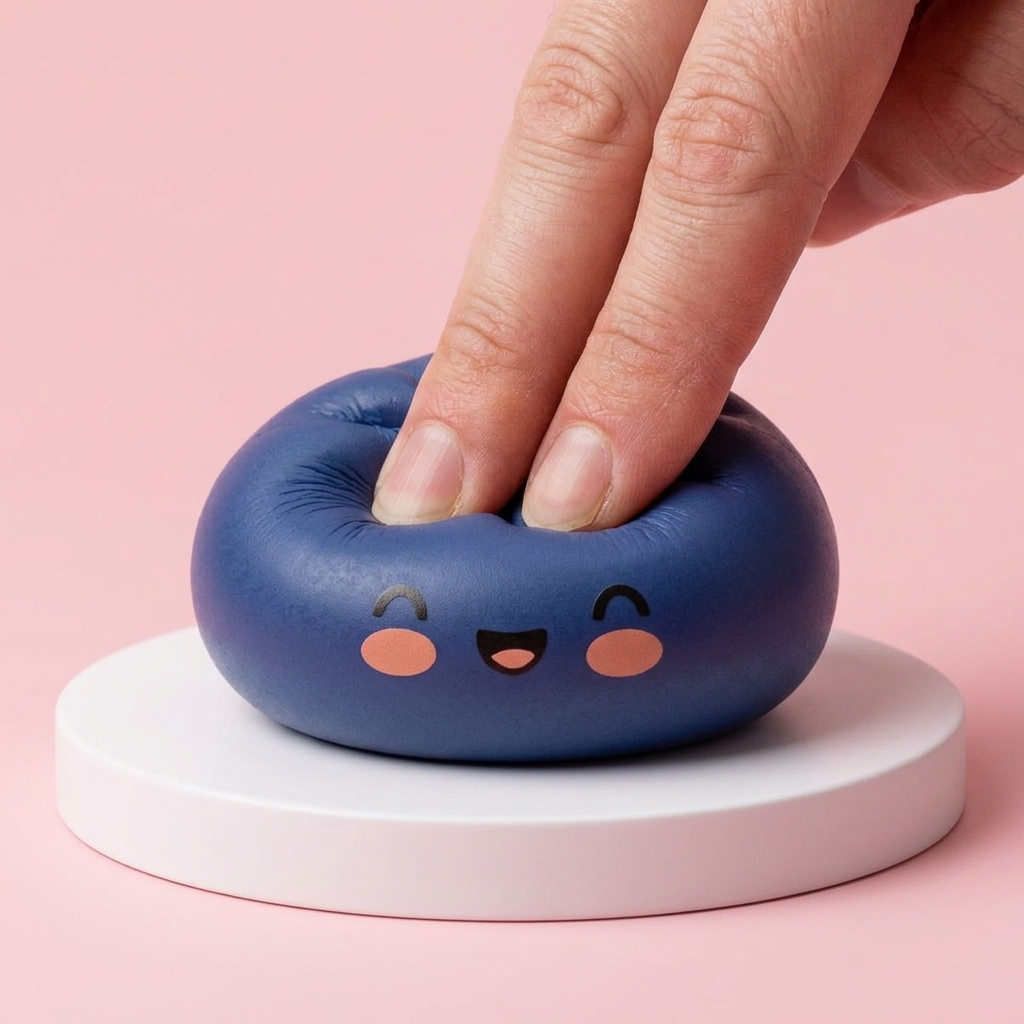 Dumpling Squishy Laivastonsininen Keskiyö puristettuna kädessä