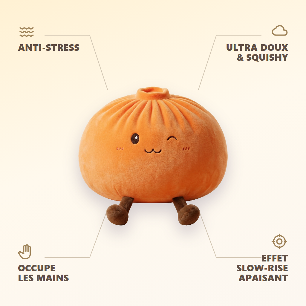Giant Dumpling Squishy Oranssi XXL — antistress, ultrapehmeä, slow-rise