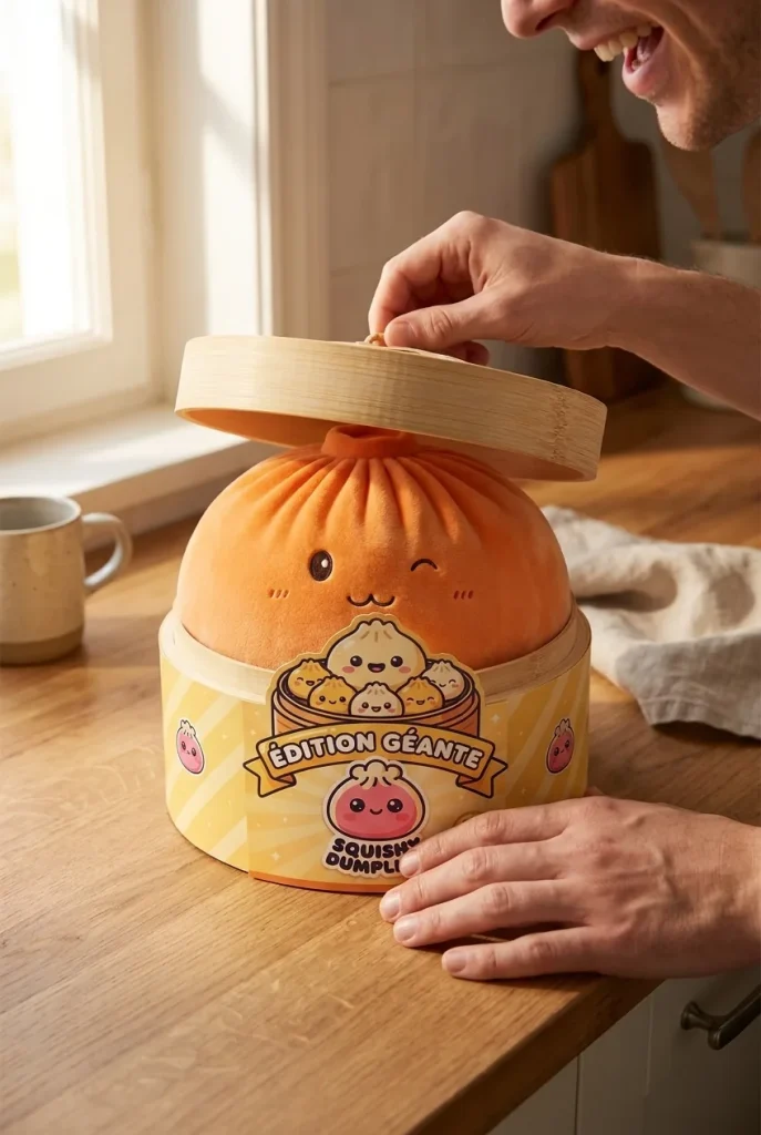 Giant Dumpling Squishy Oranssi XXL — unboxing, asiakaskuva
