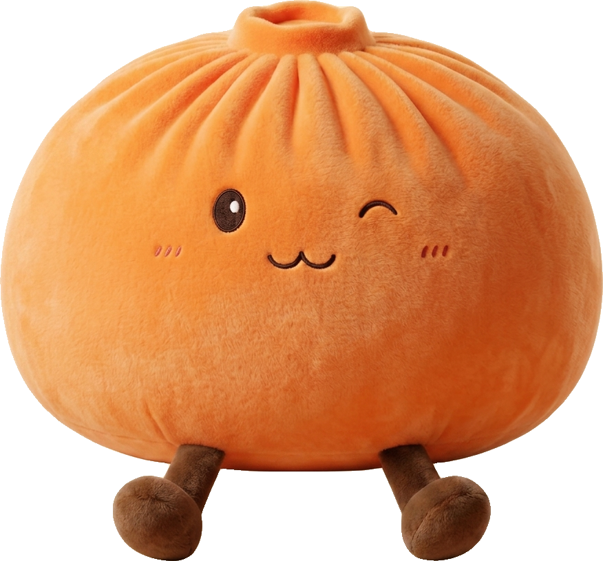 Giant Dumpling Squishy Oranssi XXL — squishy antistressilelu, slow-rise, kawaii
