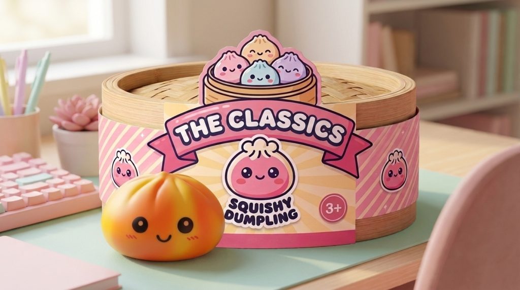Squishy Dumpling Tie Dye Oranssi arkisessa asetelmassa